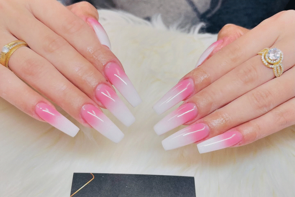 ballerina nägel spitz ombre rosa weiß